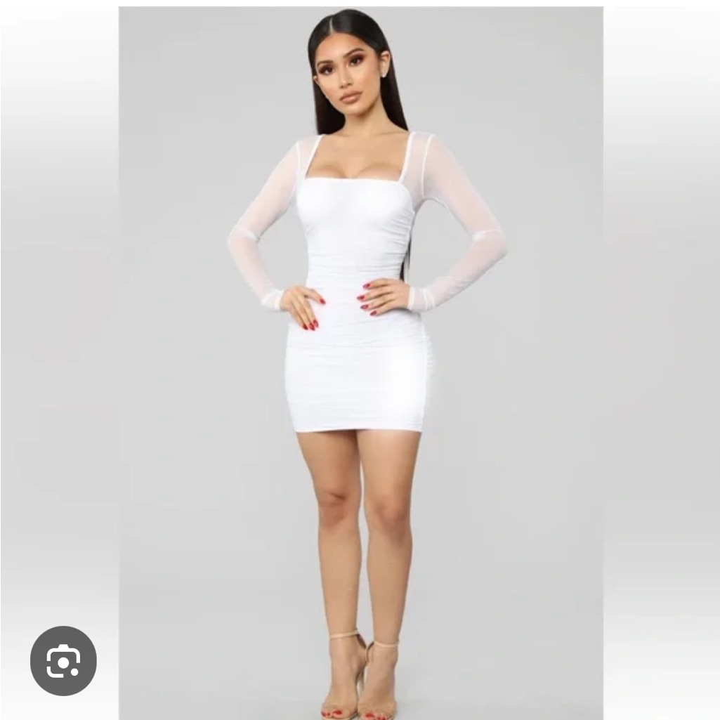 Fashion Nova White Mesh Detail Top
